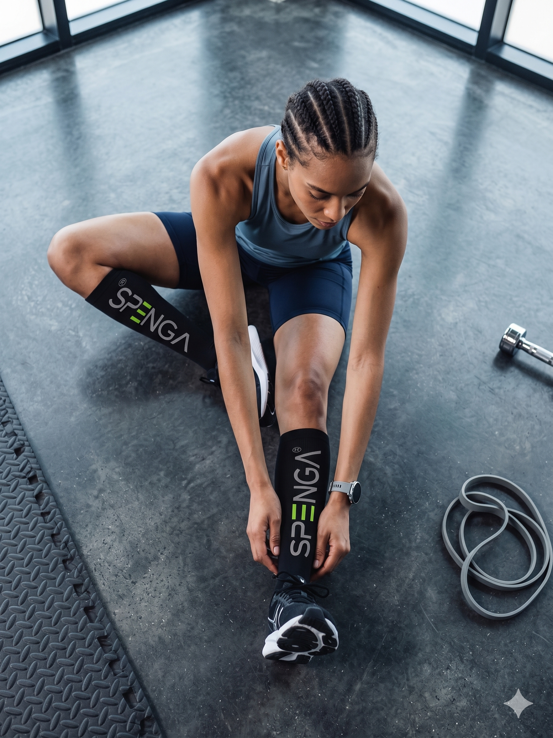 Athlete wearing medical-grade compression socks during a recovery session